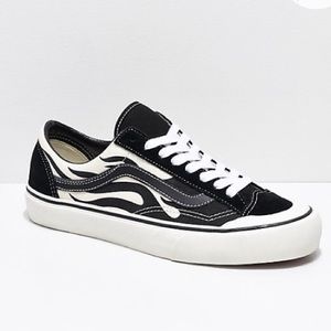 Vans Style 36 black and white flame sneakers